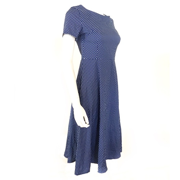 Vintage 1960s handmade blue white polka dot dress - Picture 4 of 6